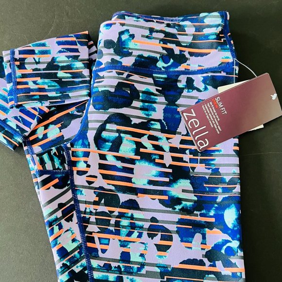 ZELLA "Purple League Jungle Stripe" Slim Live-In Leggings NWT S/P - Picture 1 of 5